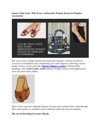 Luxury That Lasts Why Every Aristocratic Woman Invests in Timeless Accessories