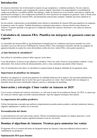 **Calculadora de Amazon FBA: Planifica tus márgenes de ganancia como un experto*