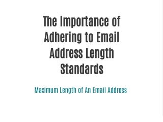 Maximum Length of an email address