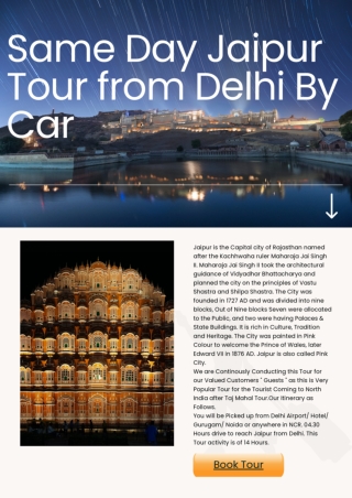Same Day Jaipur Tour from Delhi By Car