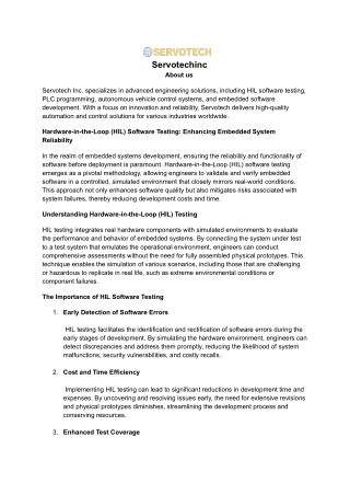 Hardware-in-the-Loop (HIL) Software Testing
