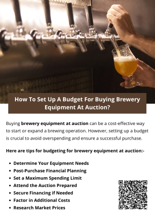 How To Set Up A Budget For Buying Brewery Equipment At Auction?