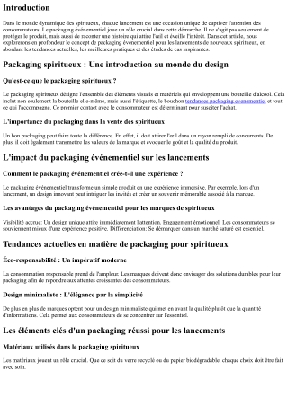Packaging événementiel pour les lancements de nouveaux spiritueux