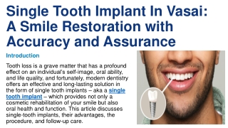 Single Tooth Implant In Vasai: A Smile Restoration with Accuracy and Assurance