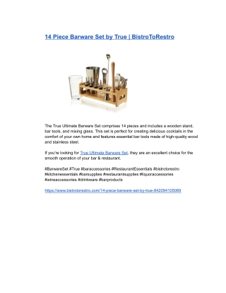14 Piece Barware Set by True _ BistroToRestro