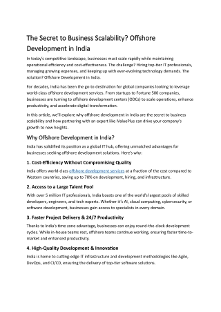 The Secret to Business Scalability Offshore Development in India
