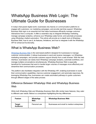 WhatsApp Business Web Login_ The Ultimate Guide for Businesses