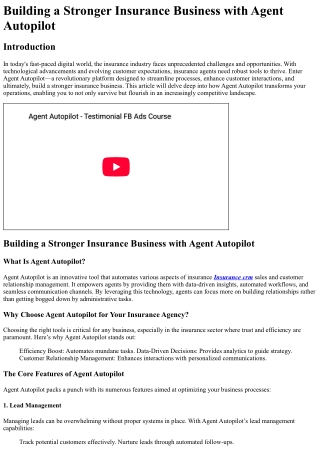 Building a Stronger Insurance Business with Agent Autopilot