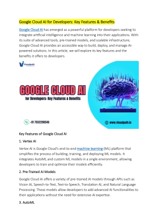 Top Google Cloud AI Training in Bangalore | Visualpath