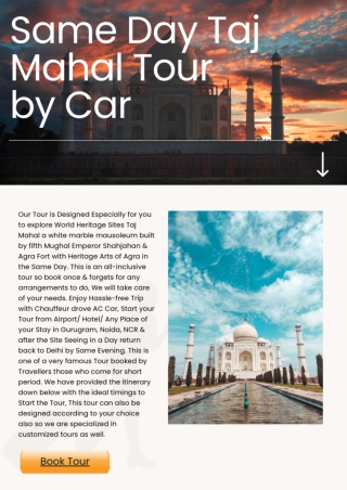 Same Day Taj Mahal Tour  by Car