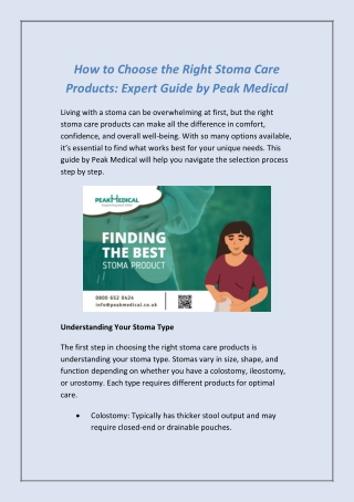 How to Choose the Right Stoma Care Products