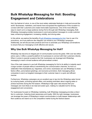 Bulk WhatsApp Messaging for Holi_ Boosting Engagement and Celebrations