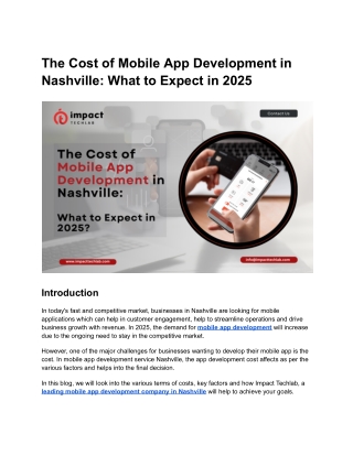 The Cost of Mobile App Development in Nashville: What to Expect in 2025