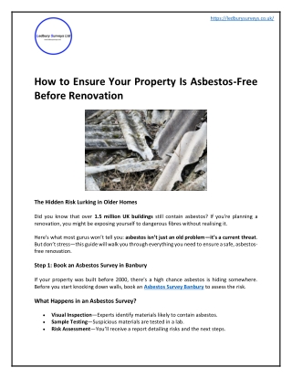 How to Ensure Your Property Is Asbestos-Free Before Renovation
