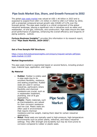 Pipe Seals Market Trends and Forecast 2023-2032: In-depth Industry Analysis