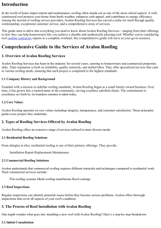 Comprehensive Guide to the Services of Avalon Roofing