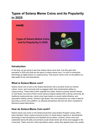Types of Solana Meme Coins and its Popularity in 2025