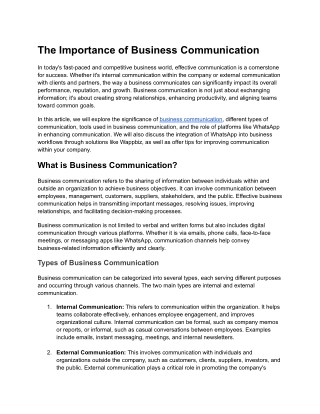 The Importance of Business Communication