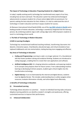 The Impact of Technology in Education Preparing Students for a Digital Future