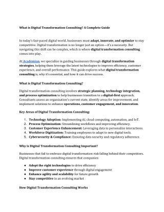 What is Digital Transformation Consulting A Complete Guide