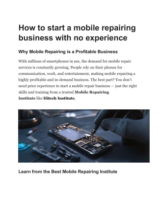 How to start a mobile repairing business with no experience
