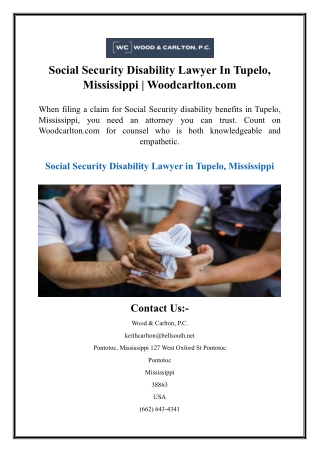 Social Security Disability Lawyer In Tupelo Mississippi  Woodcarlton.com