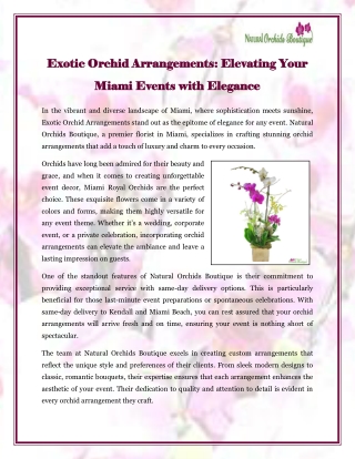 Exotic Orchid Arrangements Elevating Your Miami Events with Elegance