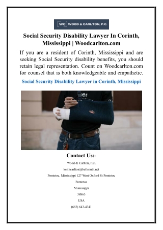 Social Security Disability Lawyer In Corinth, Mississippi  Woodcarlton.com