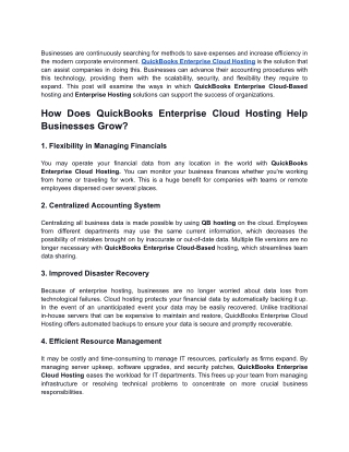The Power of QuickBooks Enterprise Cloud Hosting for Growth