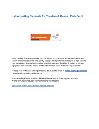 Hatco Heating Elements for Toasters & Ovens _ PartsFeUK