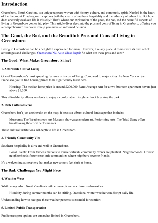The Good, the Bad, and the Beautiful: Pros and Cons of Living in Greensboro