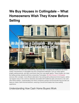 We Buy Houses in Collingdale – What Homeowners Wish They Knew Before Selling