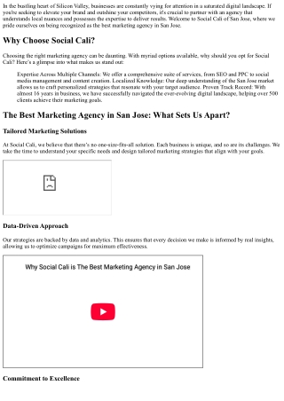 Get Ahead with the Best Marketing Services in San Jose by Social Cali