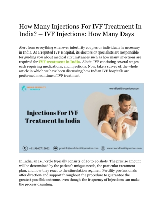 How Many Injections For IVF Treatment In India