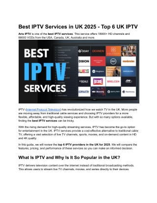 Best IPTV Services in UK 2025 - Top 6 UK IPTV