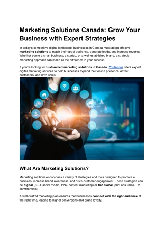 Marketing Solutions Canada: Grow Your Business with Expert Strategies