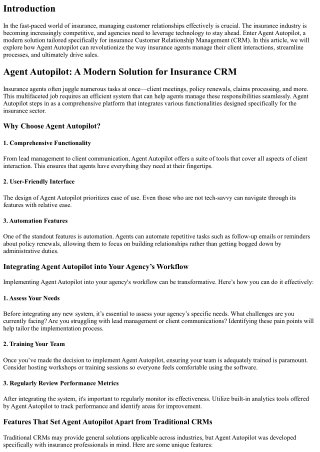 Agent Autopilot: A Modern Solution for Insurance CRM