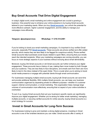 Buy Old  Gmail Accounts – High-Quality & Verified