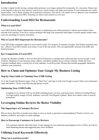 How to Optimize Your Restaurant’s Online Presence Using Local SEO