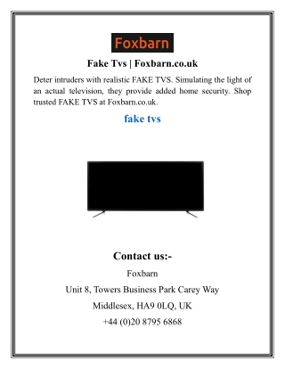 Fake Tvs  Foxbarn.co.uk