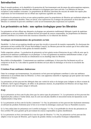 Les présentoirs en bois : une option écologique pour les librairies