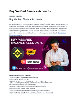 Buy Verified Binance Accounts