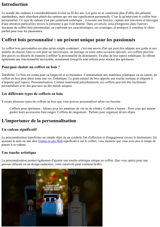 Coffret bois personnalisé : un présent unique pour les passionnés