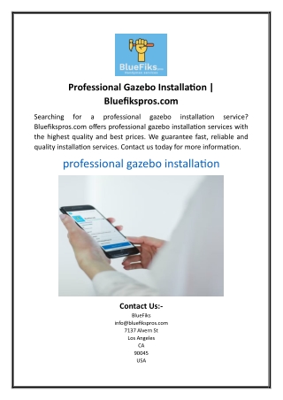 Professional Gazebo Installation | Bluefikspros.com