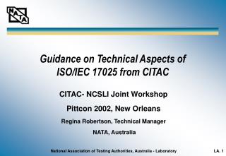 Guidance on Technical Aspects of ISO/IEC 17025 from CITAC
