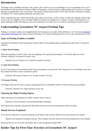 Navigating Greensboro NC Airport Parking: Insider Tips for First-Time Travelers