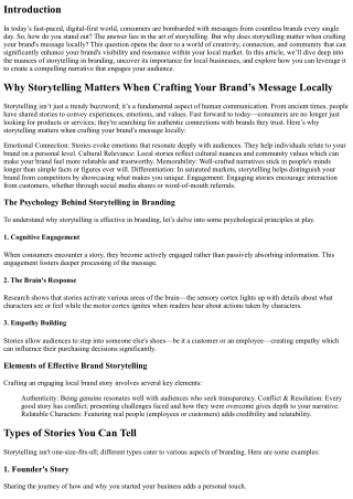 Why Storytelling Matters When Crafting Your Brand’s Message Locally