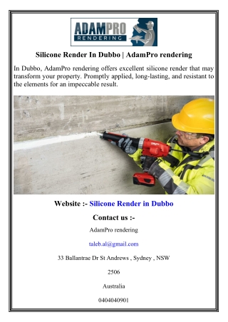 Silicone Render In Dubbo   AdamPro rendering