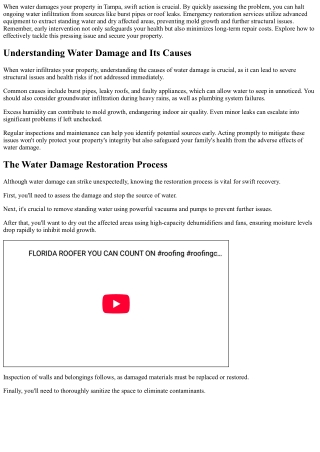 Water Damage Restoration: Emergency Services in Tampa