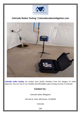 Colorado Radon Testing  Coloradoradonmitigation.com
